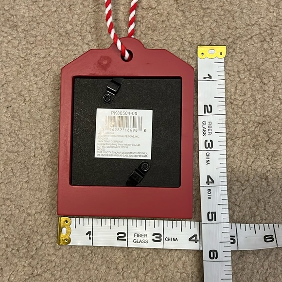 NEW DOGGY CHRISTMAS PHOTO FRAME ORNAMENT, black & red plaid - Picture 2 of 7